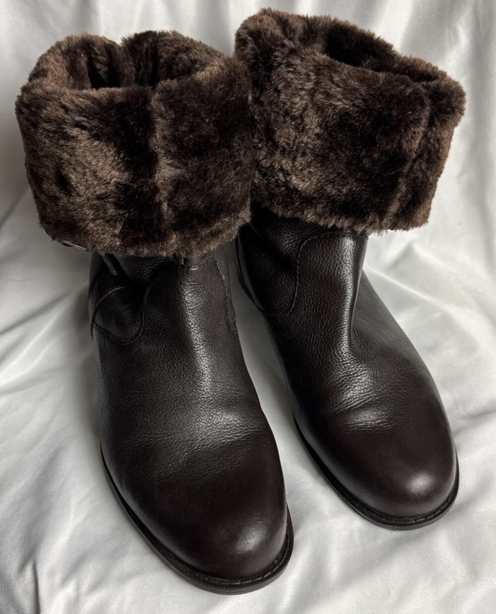 Easy Spirit Womens Easy Spirit 8.5 Landslide Winter Boots Brown Faux Fur Cuffed
